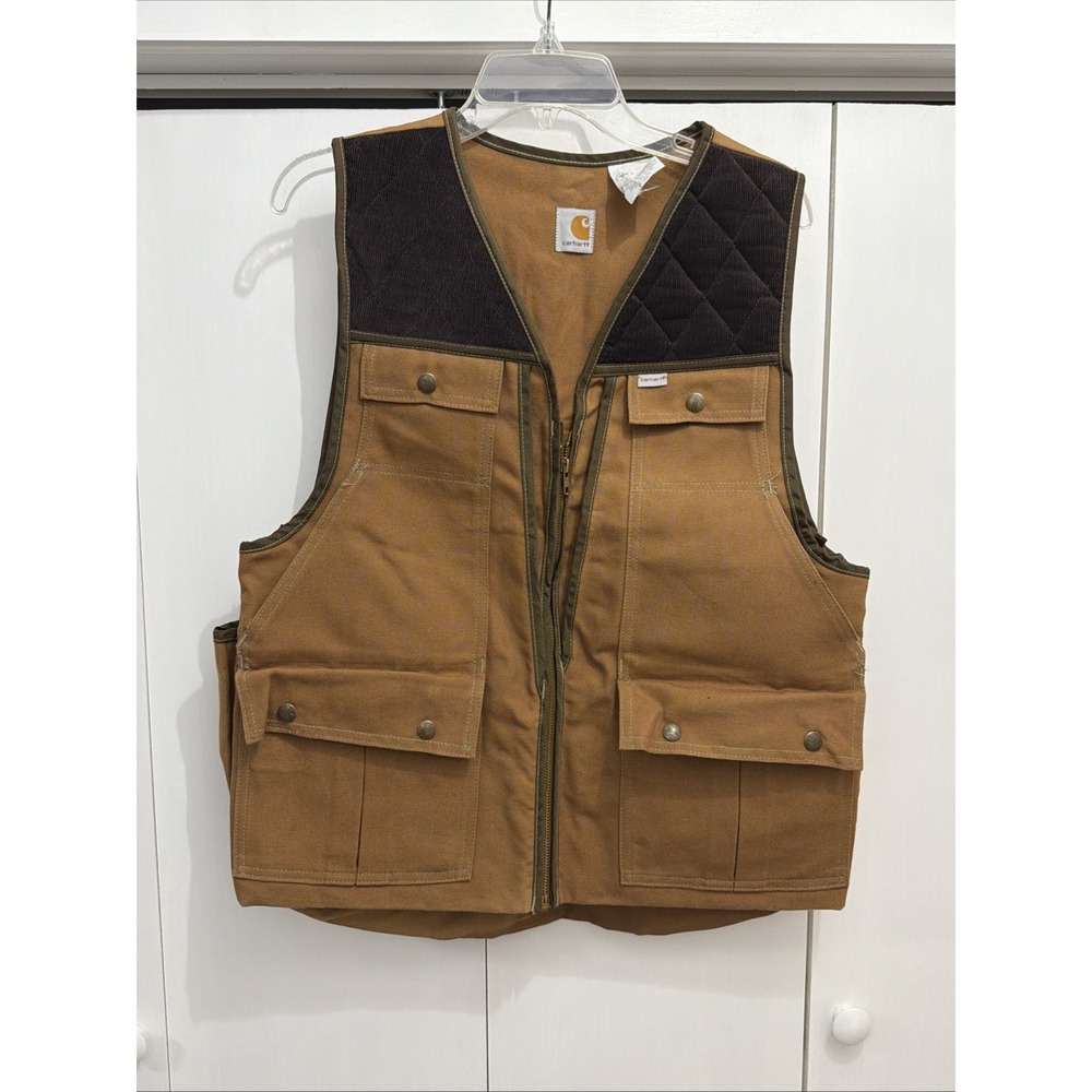 VTG Carhartt Hunting Canvas Vest VU256, Union Made USA, Full Zip Men's Sz M
